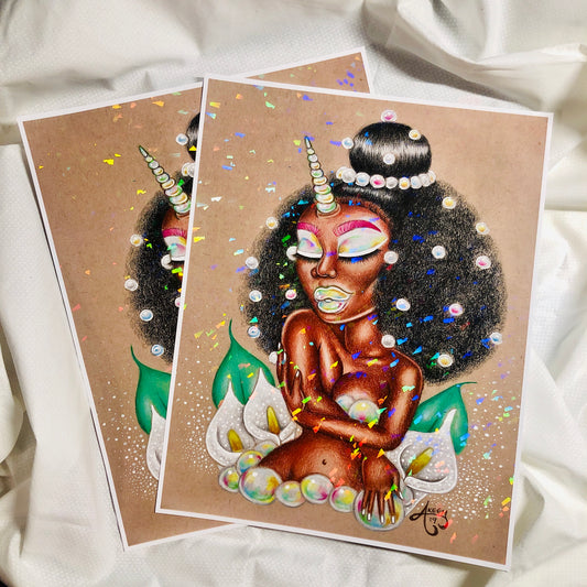 “Brown Skinned Girl” Large HoloSparkle Art Print