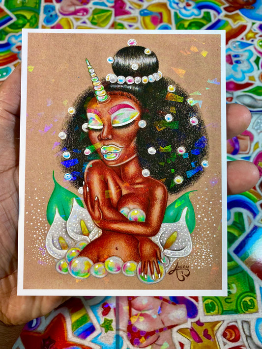 “Brown Skin Girl” HoloSparkle Mini Art Print